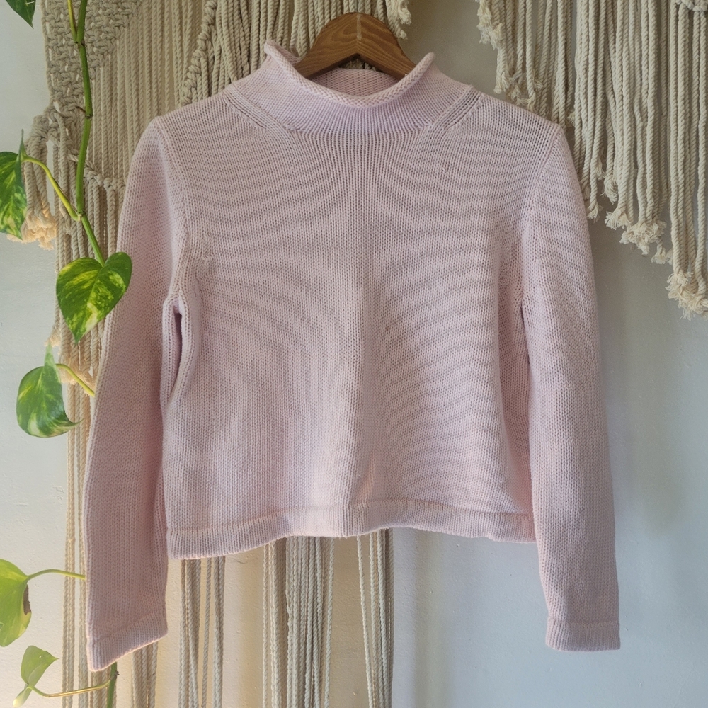 J. Crew Baby Pink Rollneck Classic Knit Sweater Small
